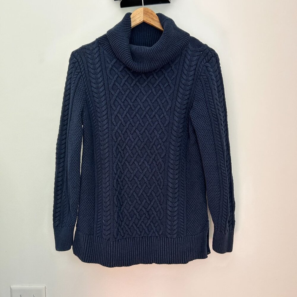 Banana Republic Navy Blue Cable Knit Women's Turtleneck Sweater - Small - Picture 6 of 7